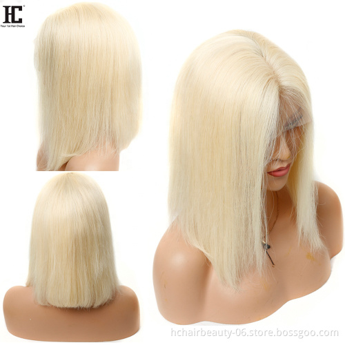 Best Seller Wholesale Blonde 613 Brazilian Natural Hair Line with Baby Hair Wig Short Human Hair Bob Wigs